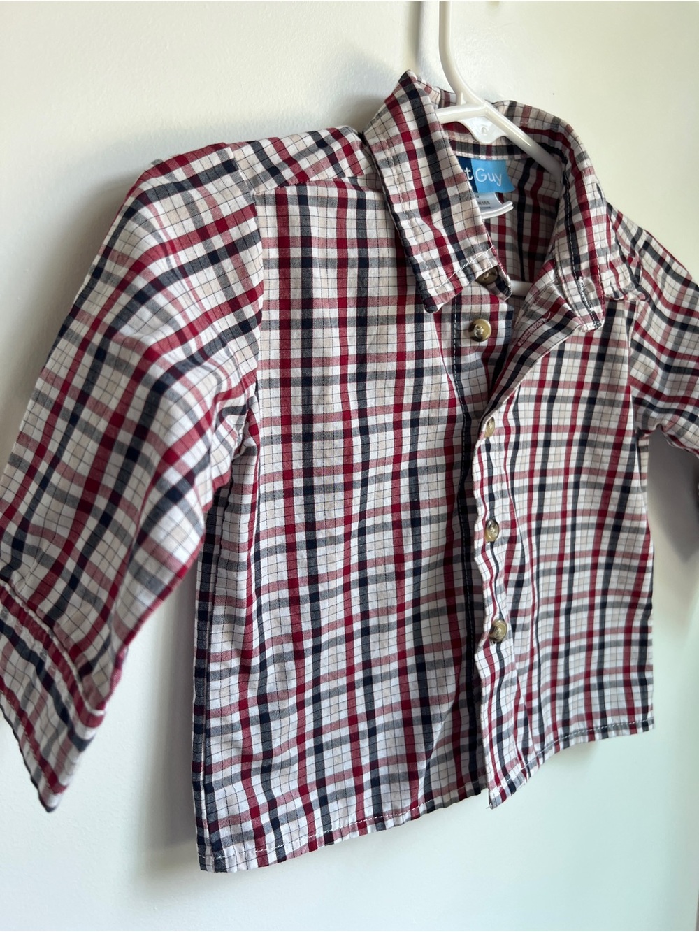 Great Guy Red Navy Plaid Button-Up Shirt 12M Toddler Boy
